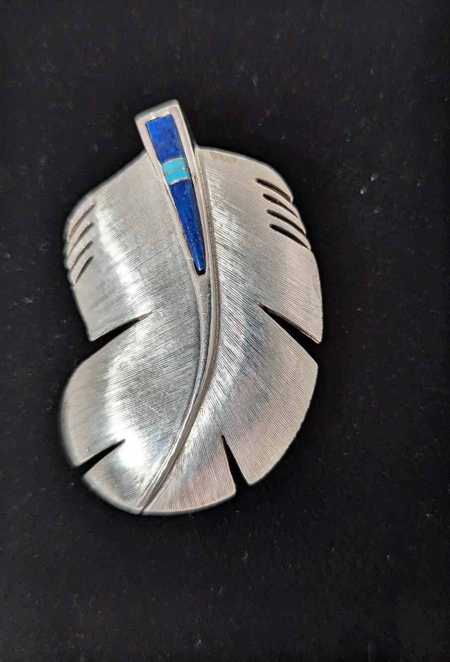 Michael Kirk Designs Lapis lazuli and Turquoise SS Leaf pattern pin/pendant